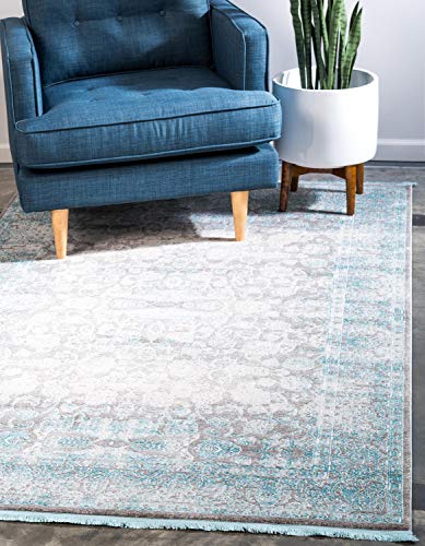 Unique Loom Traditional Classic Intricate Design with Distressed Vintage Detail, Area Rug (9' 0 x 12' 0 Rectangular, Blue/ Gray)