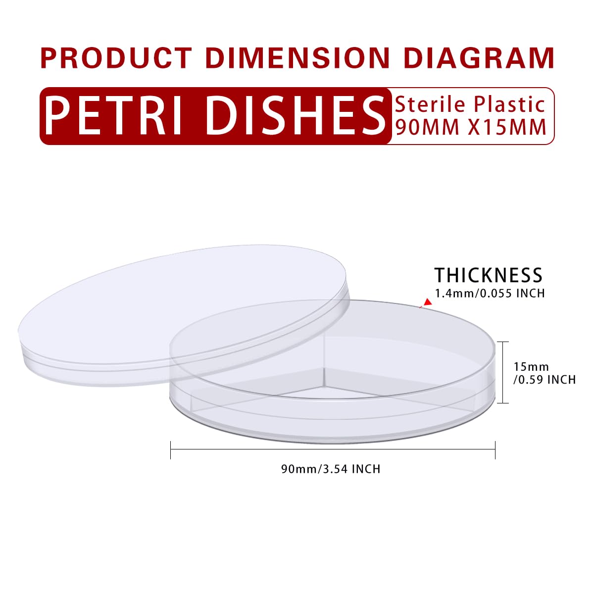 BIPEE Sterile Petri Dish, Pack of 10pcs, 90 x 15mm Petri Dishes Y-Plate (3-Section)