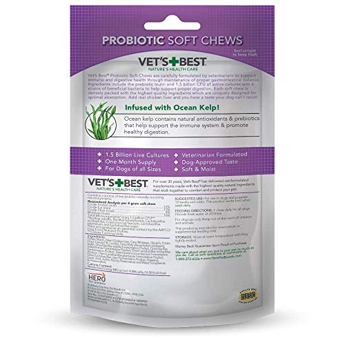 Vet's Best Probiotic Soft Chews Dog Supplements, 30 Day Supply