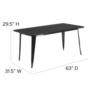 Flash Furniture Charis Commercial Grade 31.5" x 63" Rectangular Black Metal Indoor-Outdoor Table