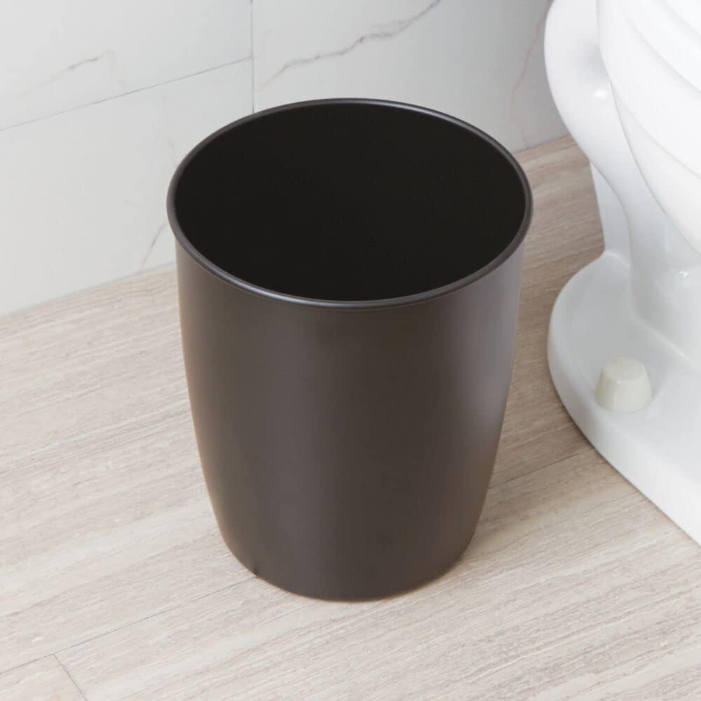 mDesign Small Steel Round Trash Can Bucket - 1.5 Gallon Wastebasket, Garbage Container Bin for Bathroom, Powder Room, Bedroom, Kitchen, Home Office - Hamill Collection - Bronze