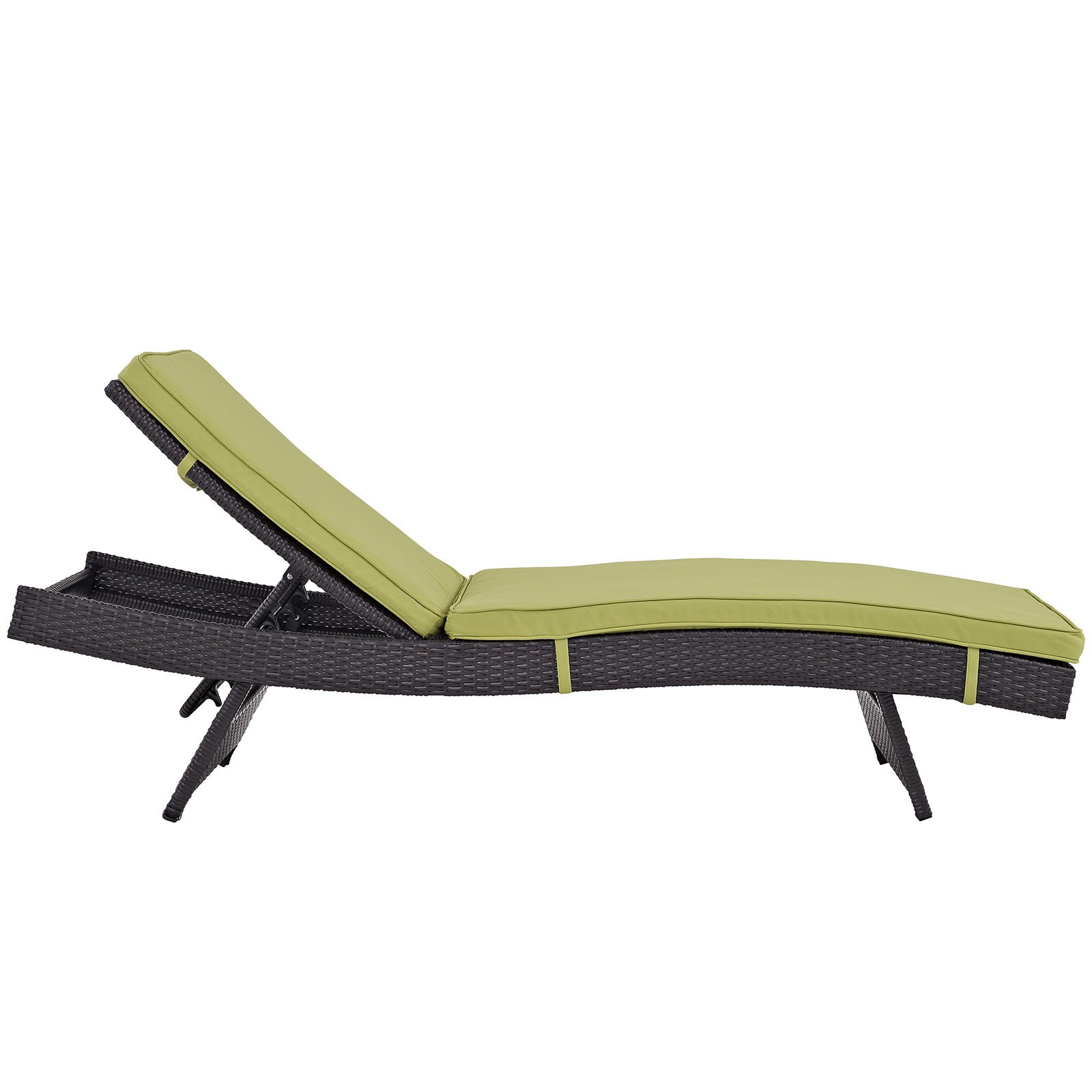 Modway Convene Wicker Rattan Outdoor Patio Chaise Lounge Chair in Espresso Peridot