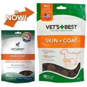 Vet's Best Skin & Coat Soft Chew Dog Supplements | Formulated with Vitamin E and Biotin to Maintain Dogs Healthy Skin and Coat | 30 Day Supply