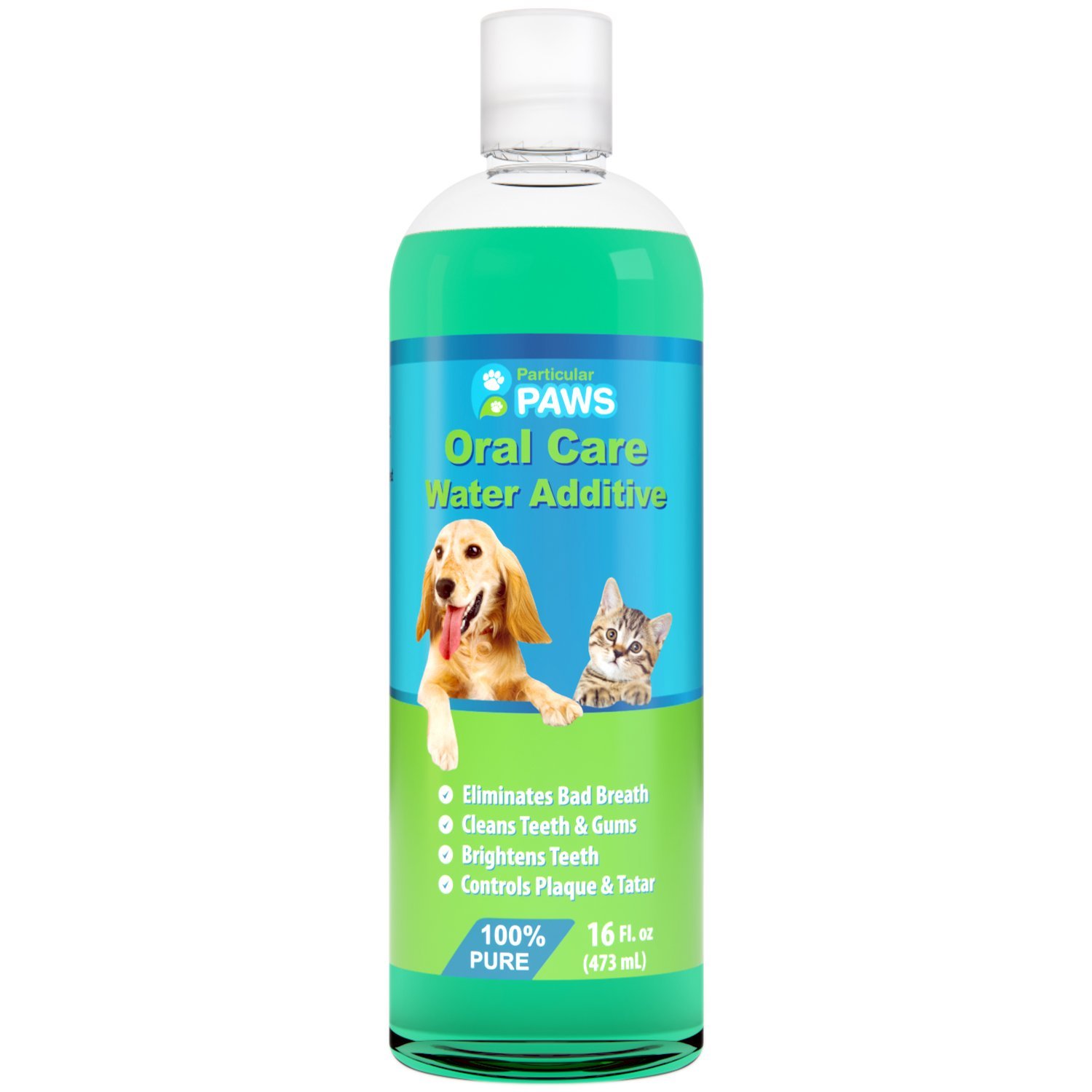 Particular Paws Fresh Breath Water Additive for Dogs and Cats - for Clean Teeth, Healthy Gums and Oral Care - 16oz