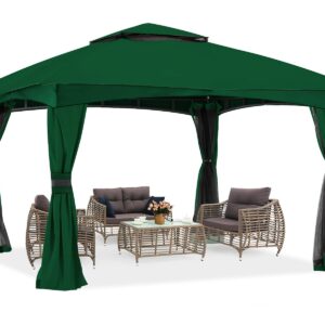 ABCCANOPY 10x10 Outdoor Gazebo - Patio Gazebo with Mosquito Netting, Outdoor Canopies for Shade and Rain for Lawn, Garden, Backyard & Deck (Forest Green)