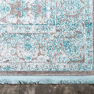 Unique Loom Traditional Classic Intricate Design with Distressed Vintage Detail, Area Rug (9' 0 x 12' 0 Rectangular, Blue/ Gray)