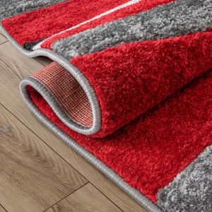 Well Woven Ruby Galaxy Waves Contemporary Runner 60010 Area Rug, 1'8" x 7'0", Grey/Red