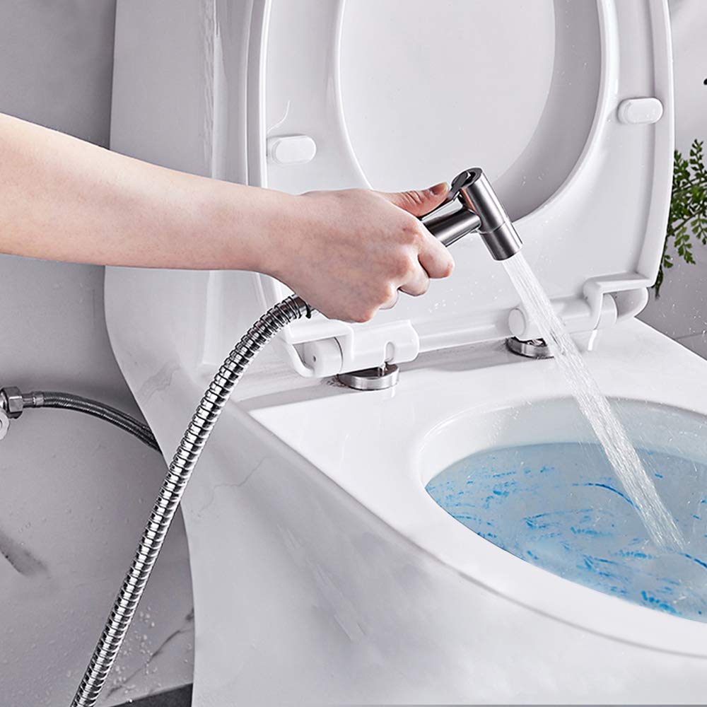 Stainless Steel Handheld Bidet Sprayer Kit - Bidet Toilet Sprayer Set For Toilet With Brushed Nickel Finish And Complete Accessories- Low to High Water Spray, SUS304- Light Silver (Sprayer Only)