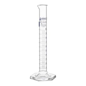 eisco graduated cylinder, 10ml - class a tolerance ±0.10ml - hexagonal base - blue graduations - borosilicate 3.3 glass