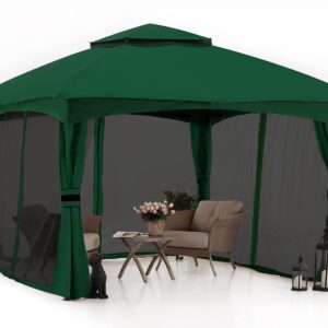 ABCCANOPY 10x10 Outdoor Gazebo - Patio Gazebo with Mosquito Netting, Outdoor Canopies for Shade and Rain for Lawn, Garden, Backyard & Deck (Forest Green)