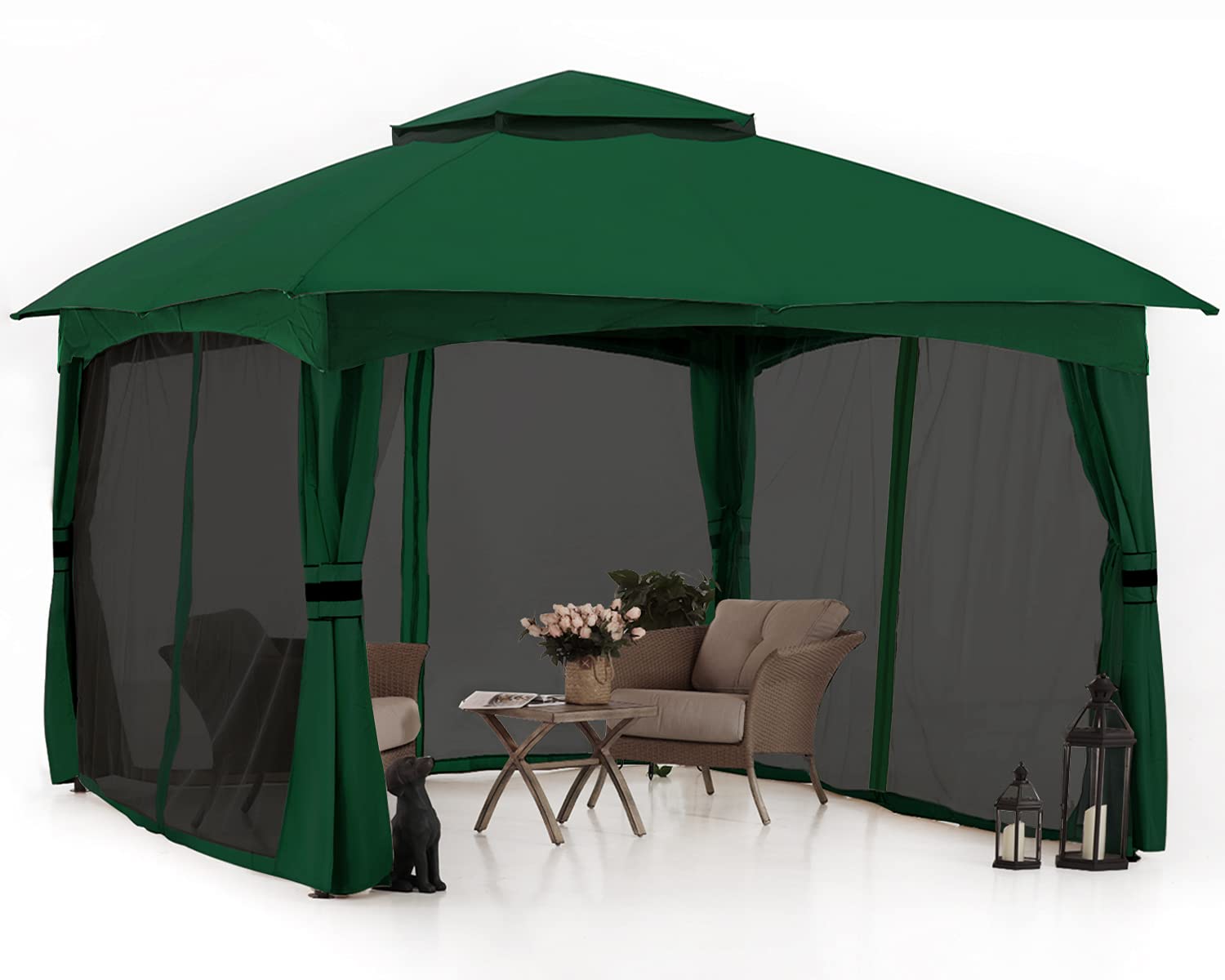 ABCCANOPY 10x10 Outdoor Gazebo - Patio Gazebo with Mosquito Netting, Outdoor Canopies for Shade and Rain for Lawn, Garden, Backyard & Deck (Forest Green)