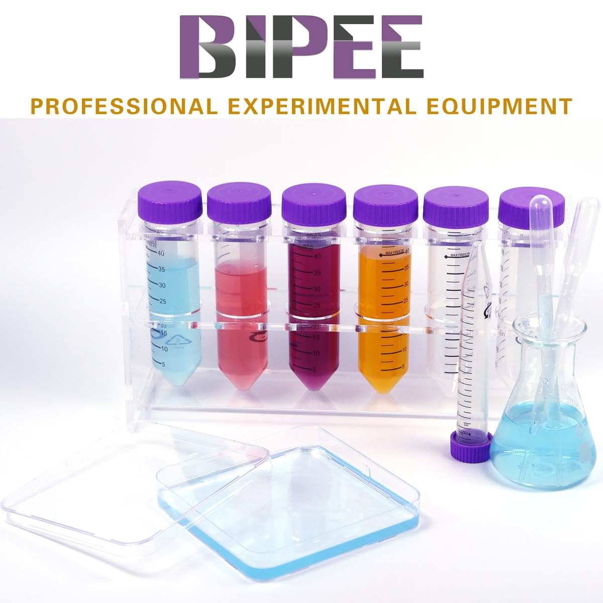 BIPEE 10 Pack Sterile Thick Plastic Petri Dishes with Lid，10cm x 10cm Square Petri Dish for Lab Science Experiment