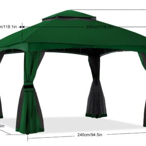 ABCCANOPY 10x10 Outdoor Gazebo - Patio Gazebo with Mosquito Netting, Outdoor Canopies for Shade and Rain for Lawn, Garden, Backyard & Deck (Forest Green)