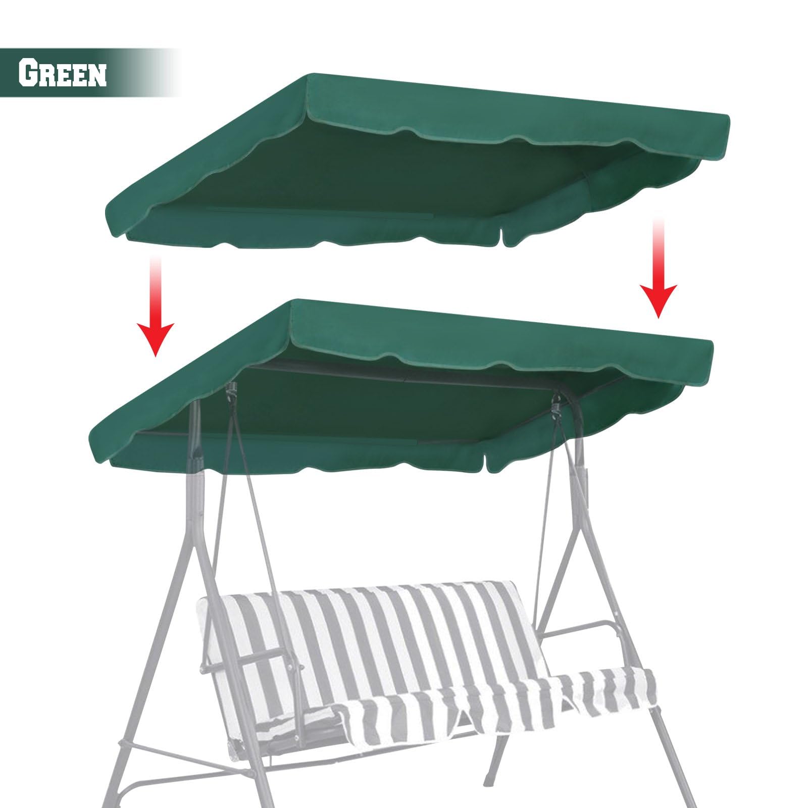 BenefitUSA Canopy ONLY Outdoor Patio Swing Canopy Replacement Porch Top Cover for Seat Furniture (77"x43", Green)