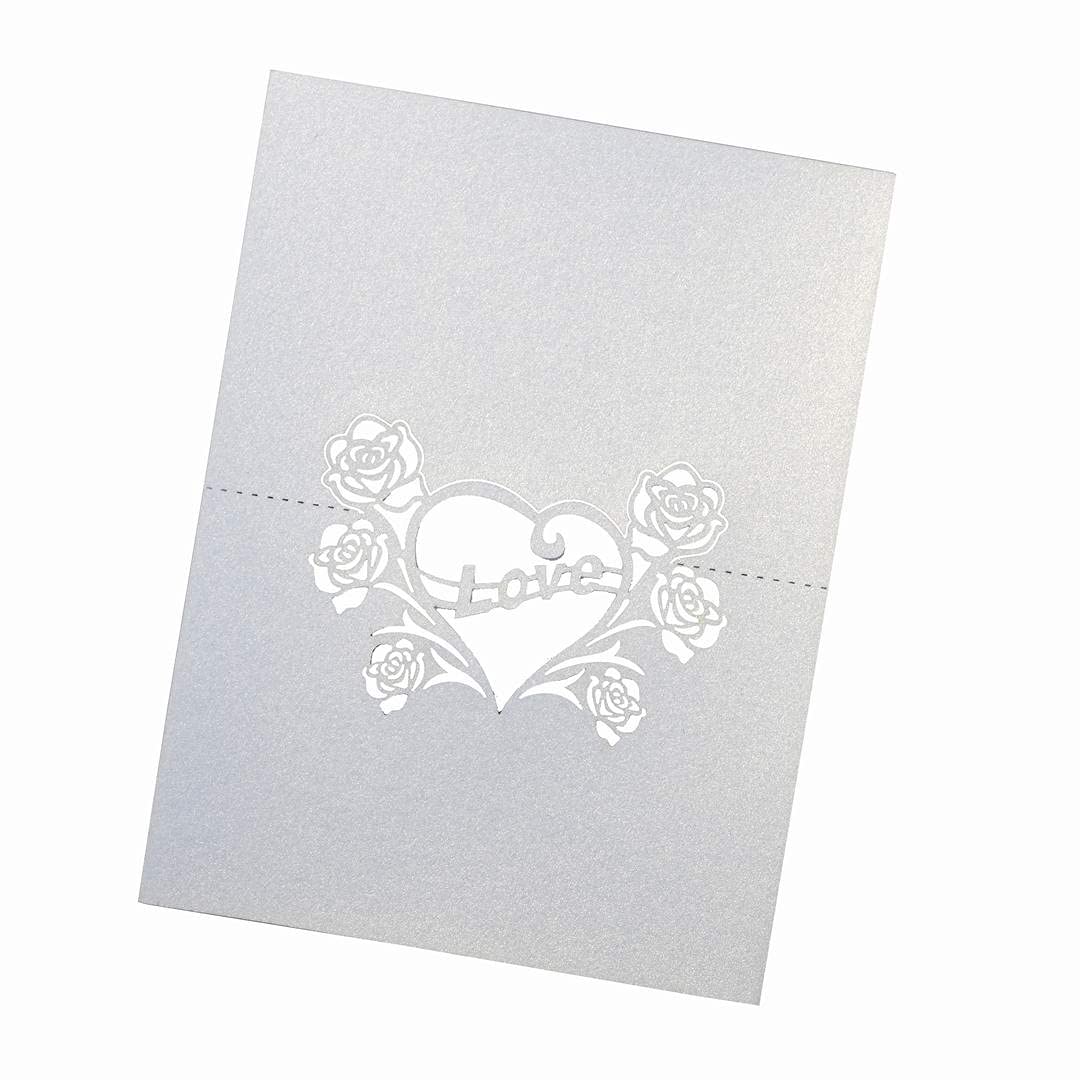 BinaryABC Wedding Party Table Name Place Cards with Rose Love Heart,50pcs - White