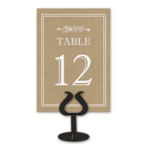 printed party table card numbers 1-25, double-sided, rustic kraft