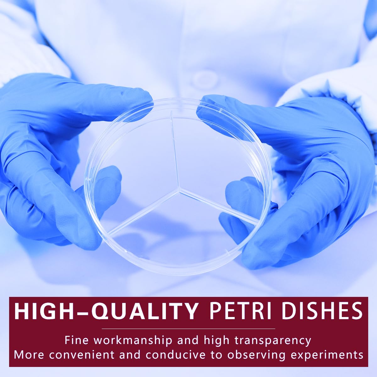 BIPEE Sterile Petri Dish, Pack of 10pcs, 90 x 15mm Petri Dishes Y-Plate (3-Section)