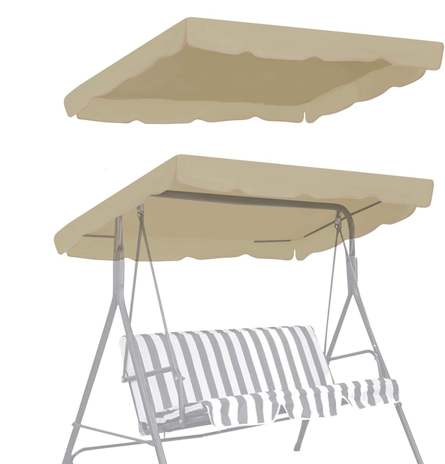 BenefitUSA Canopy ONLY Patio Outdoor 77"x43" Swing Canopy Replacement Porch Top Cover Seat Furniture (Beige)