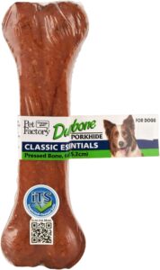 pet factory classic essentials porkhide 6" durabone dog chew treat for aggressive chewers - natural flavor, 1 count/1 pack