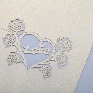 BinaryABC Wedding Party Table Name Place Cards with Rose Love Heart,50pcs - White