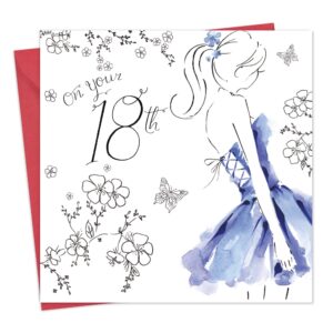 twizler 18th birthday card for her with crystal finish & watercolour effect - 18 year old - age 18 birthday card - female birthday card - womens birthday card - teenage birthday card