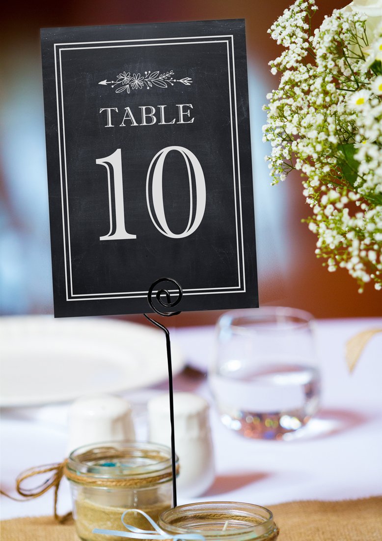 Printed Party Table Card Numbers 1-25, Double-Sided, Chalkboard Theme