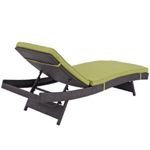 Modway Convene Wicker Rattan Outdoor Patio Chaise Lounge Chair in Espresso Peridot