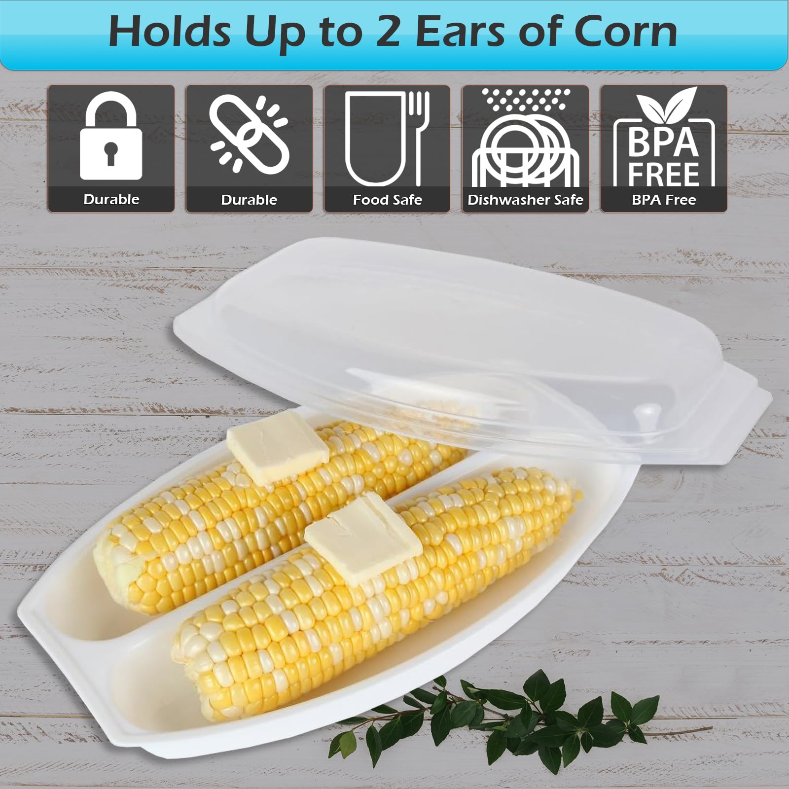 Home-X Microwave Corn Steamer with Lid - BPA-Free, Dishwasher Safe, Airtight Lid Corn on the Cob Microwave Steamer for Delicious and Perfectly Cooked Corn on the Cob in Minutes