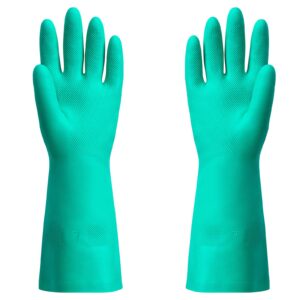 thxtoms chemical resistant nitrile gloves, resist household acid, alkali, solvent and oil, latex rubber free, 1 pair small