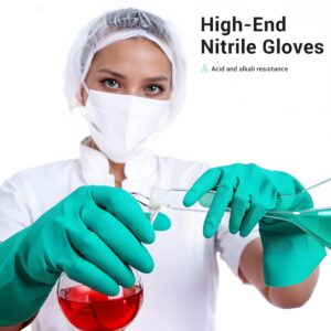 ThxToms Chemical Resistant Nitrile Gloves, Resist Household Acid, Alkali, Solvent and Oil, Latex Rubber Free, 1 Pair Small