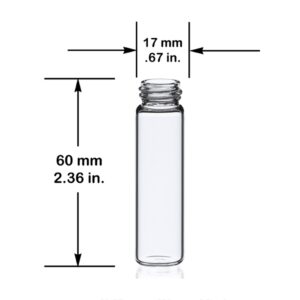 MagnaKoys® 2 Dram 1/4 oz Clear Glass Vials w/Black Caps for Essential Oils & Liquids (pack of 5)