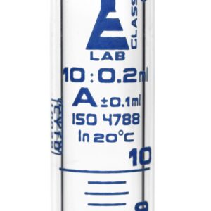 EISCO Graduated Cylinder, 10ml - Class A Tolerance ±0.10ml - Hexagonal Base - Blue Graduations - Borosilicate 3.3 Glass