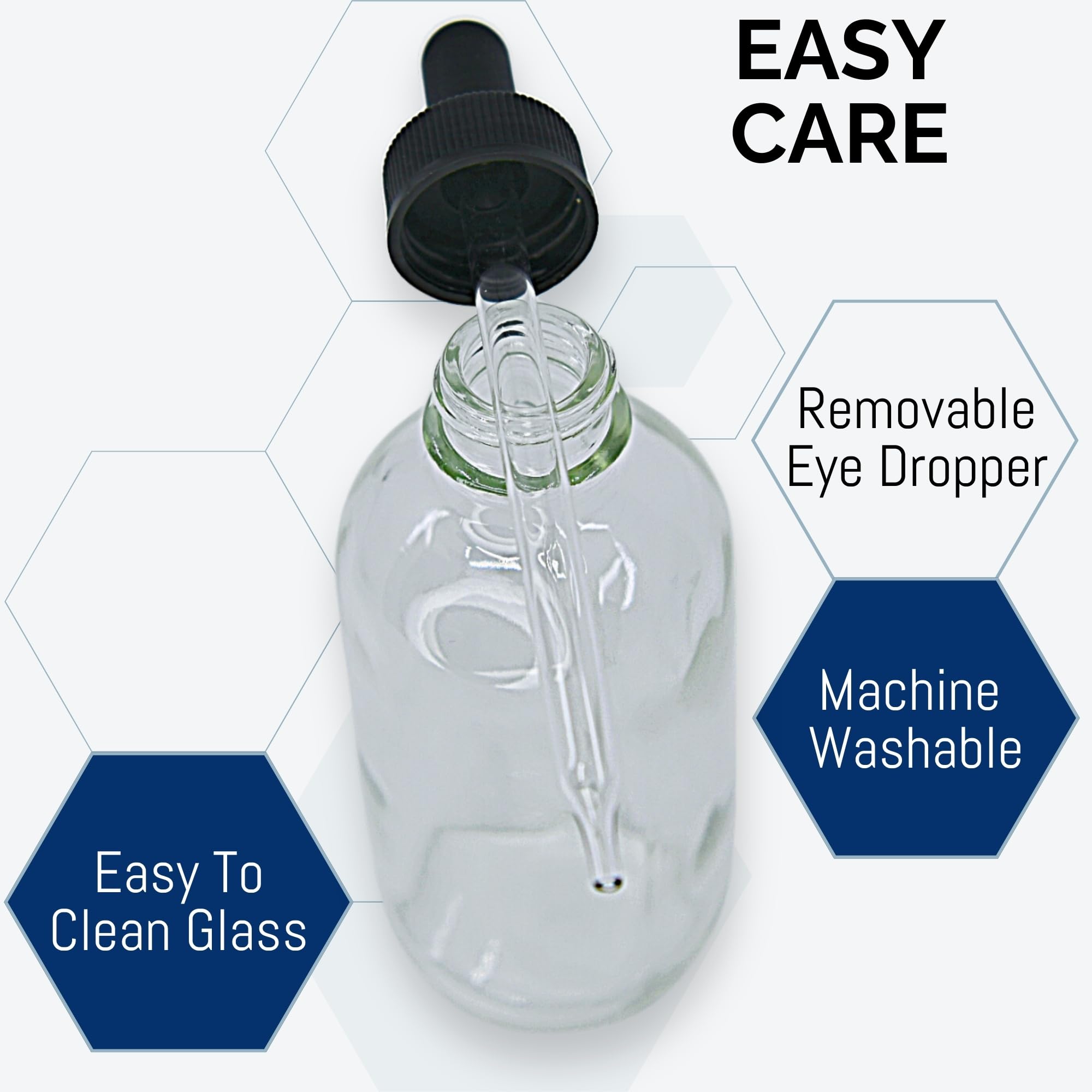 Eisco - Dropping Bottle 100ml (3.3oz) - Glass Dropper Bottle with Screw Cap & Rubber Bulb - Transparent Soda Glass Bottle, Small Glass Bottles with Dropper for Lab Work, Eye Dropper, Oil Drop Bottle