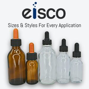 Eisco - Dropping Bottle 100ml (3.3oz) - Glass Dropper Bottle with Screw Cap & Rubber Bulb - Transparent Soda Glass Bottle, Small Glass Bottles with Dropper for Lab Work, Eye Dropper, Oil Drop Bottle