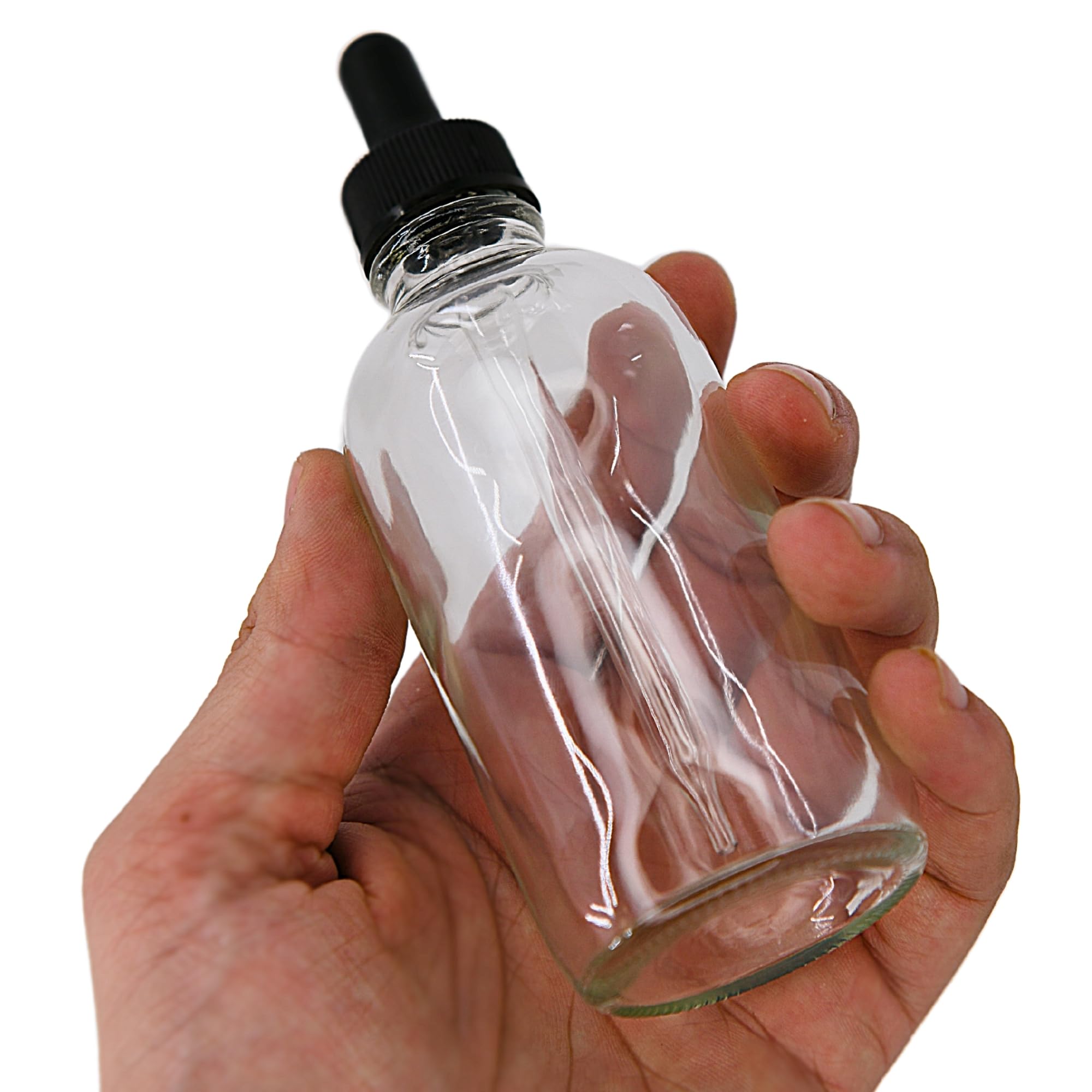 Eisco - Dropping Bottle 100ml (3.3oz) - Glass Dropper Bottle with Screw Cap & Rubber Bulb - Transparent Soda Glass Bottle, Small Glass Bottles with Dropper for Lab Work, Eye Dropper, Oil Drop Bottle