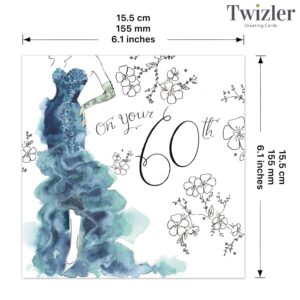 TWIZLER Happy 60th Birthday Card, Multicolor, 6.1 x 6.1 in