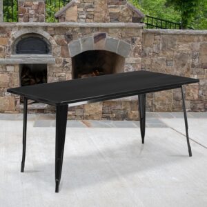 Flash Furniture Charis Commercial Grade 31.5" x 63" Rectangular Black Metal Indoor-Outdoor Table