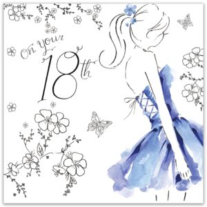 Twizler 18th Birthday Card for Her with Crystal Finish & Watercolour Effect - 18 Year Old - Age 18 Birthday Card - Female Birthday Card - Womens Birthday Card - Teenage Birthday Card