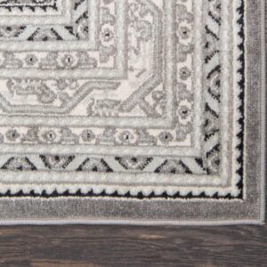 Unique Loom Williamsburg Collection Traditional Border with Dotted Center Area Rug, 5' 3" x 8' Rectangle, Gray/Black