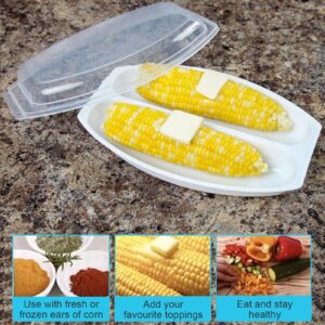 Home-X Microwave Corn Steamer with Lid - BPA-Free, Dishwasher Safe, Airtight Lid Corn on the Cob Microwave Steamer for Delicious and Perfectly Cooked Corn on the Cob in Minutes