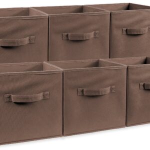 Greenco Foldable Storage Cubes Non-woven Fabric -6 Pack-(Brown)