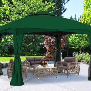 ABCCANOPY 10x10 Outdoor Gazebo - Patio Gazebo with Mosquito Netting, Outdoor Canopies for Shade and Rain for Lawn, Garden, Backyard & Deck (Forest Green)