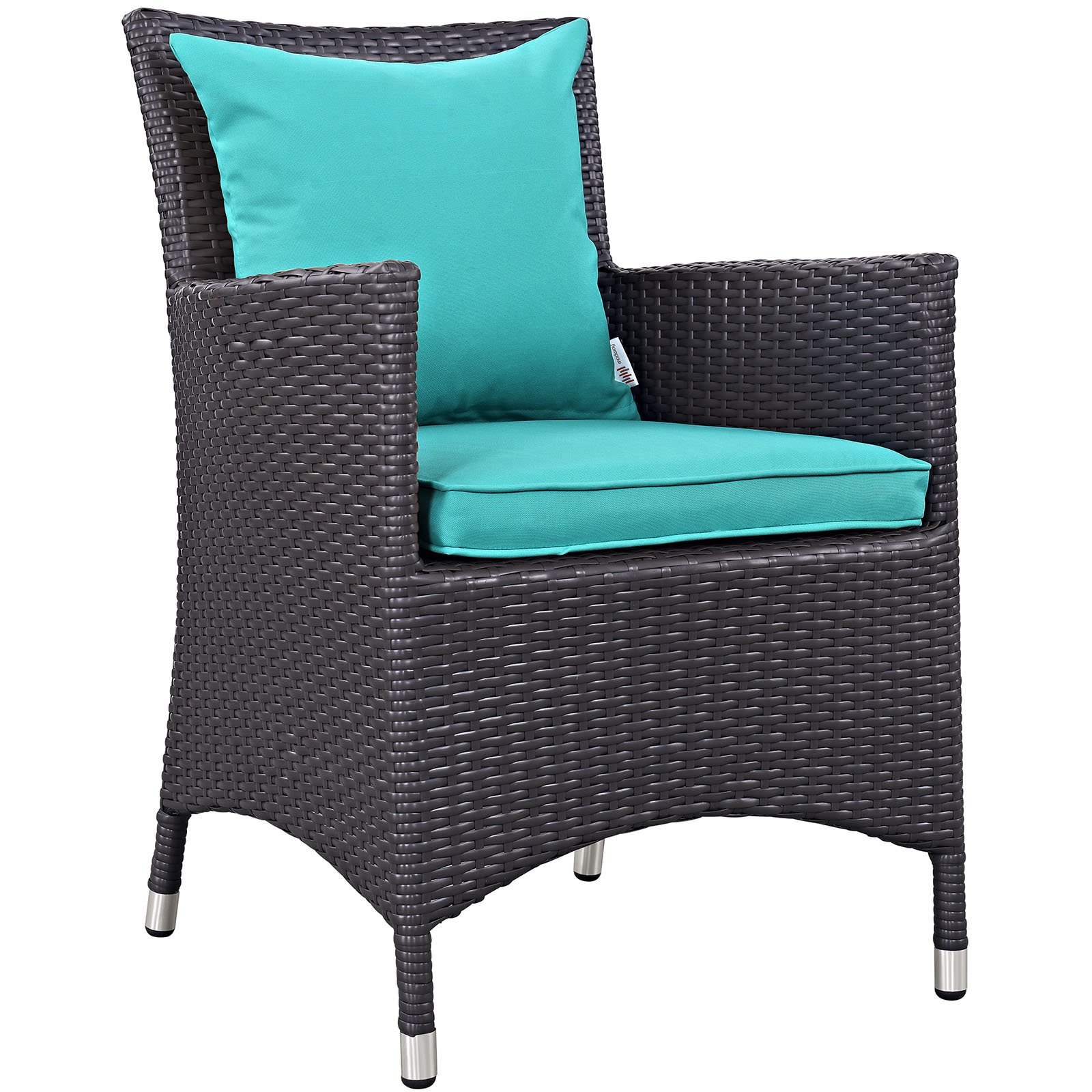 Modway EEI-2188-EXP-TRQ-SET 2 Piece Set Convene Wicker Rattan Outdoor Patio, Two Dining Armchairs, Turquoise