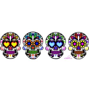 Culver Sugar Skulls Decorated Shot Glasses, 1.75-Ounce, Set of 4