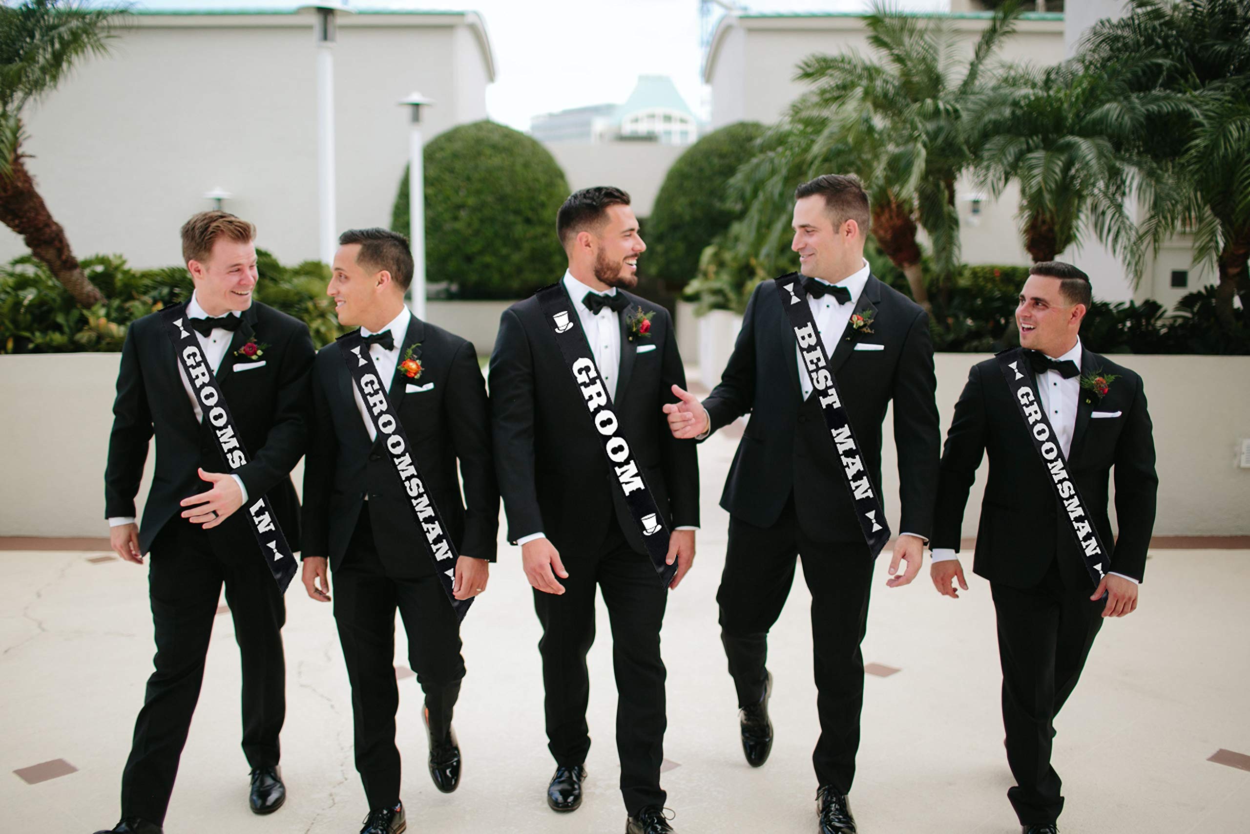 BroSash "Best Man" Bachelor Party Sash - Groom to Be Ideas | Gifts Joke Favors Bachelorette Party Supplies Decorations Decor Wedding Shower Gift Bride Engagement Set for Men Bridal Parties Black