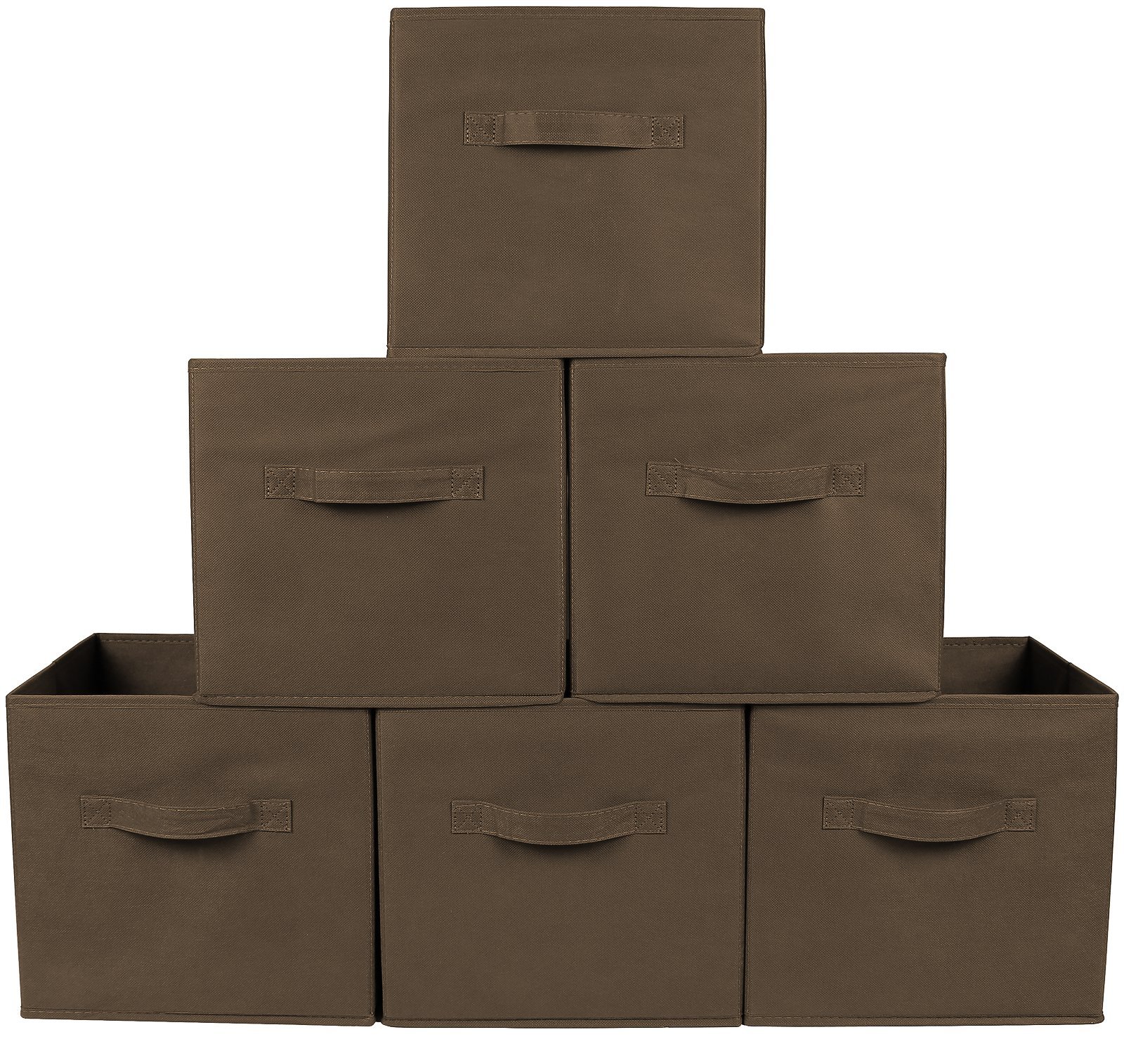 Greenco Foldable Storage Cubes Non-woven Fabric -6 Pack-(Brown)