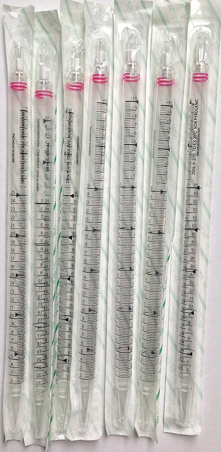 EarthOx Sterile Serological Pipettes 25ml Long (Length: 338.9mm)(Individually Packaged) (20 Pipettes)