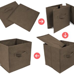 Greenco Foldable Storage Cubes Non-woven Fabric -6 Pack-(Brown)