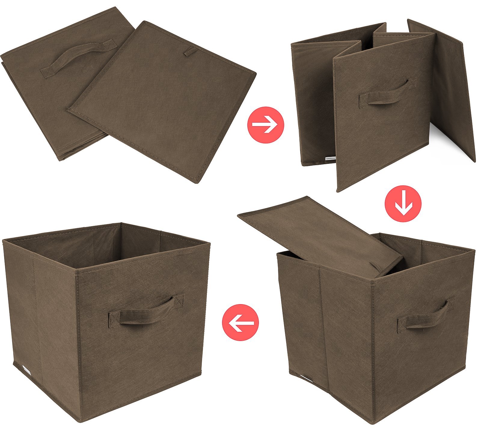 Greenco Foldable Storage Cubes Non-woven Fabric -6 Pack-(Brown)