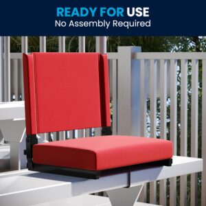 Flash Furniture Grandstand Portable Stadium Seat for Bleachers or Benches, Folding Padded Stadium Chair with Carrying Handle, 500 lb. Weight Capacity, Red